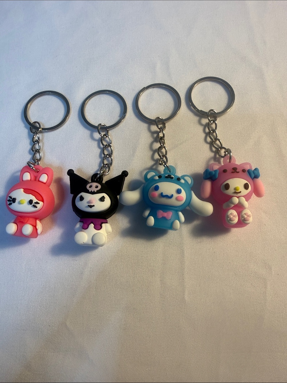 Sanrio Cute Character Keychain Set - Pink, Black, Blue